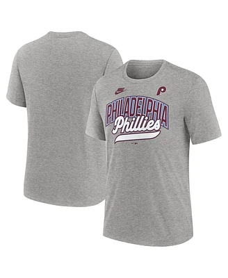 Nike Men's Heather Gray Philadelphia Phillies Cooperstown Collection Retro Tri-Blend T-Shirt