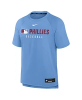 Nike Men's Light Blue Philadelphia Phillies Authentic Collection Pregame Raglan Performance T-Shirt