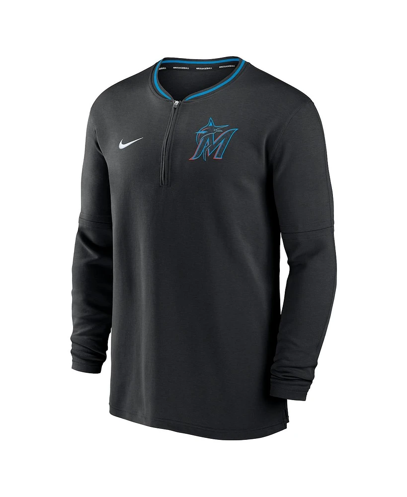 Nike Men's Black Miami Marlins Authentic Collection Performance Half-Zip Top