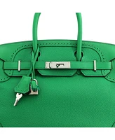 Pre-Owned Hermes Birkin 30 Handbag Green Togo and Swift with Palladium Hardware