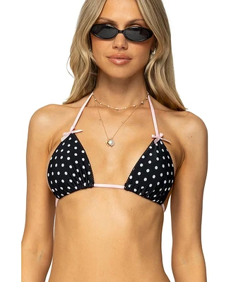 Edikted Women's Leigh Polka Dot Triangle Bikini Top
