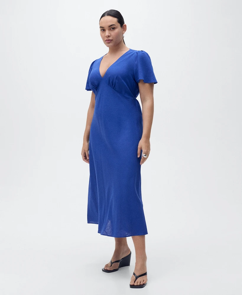 Mango Women's Floral Linen-Blend Dress