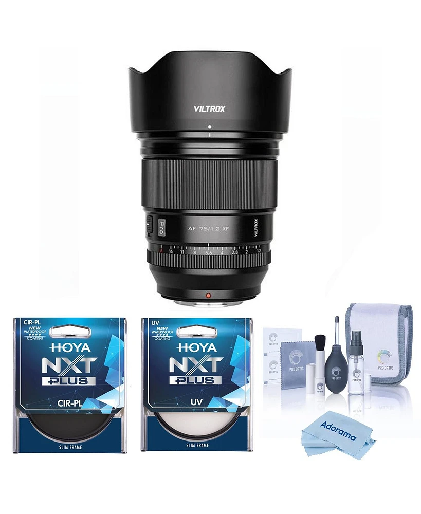 Viltrox Pro Af 75mm f/1.2 Xf Lens for Fujifilm X, Bundle with Hoya 77mm Uv and Cpl Filters