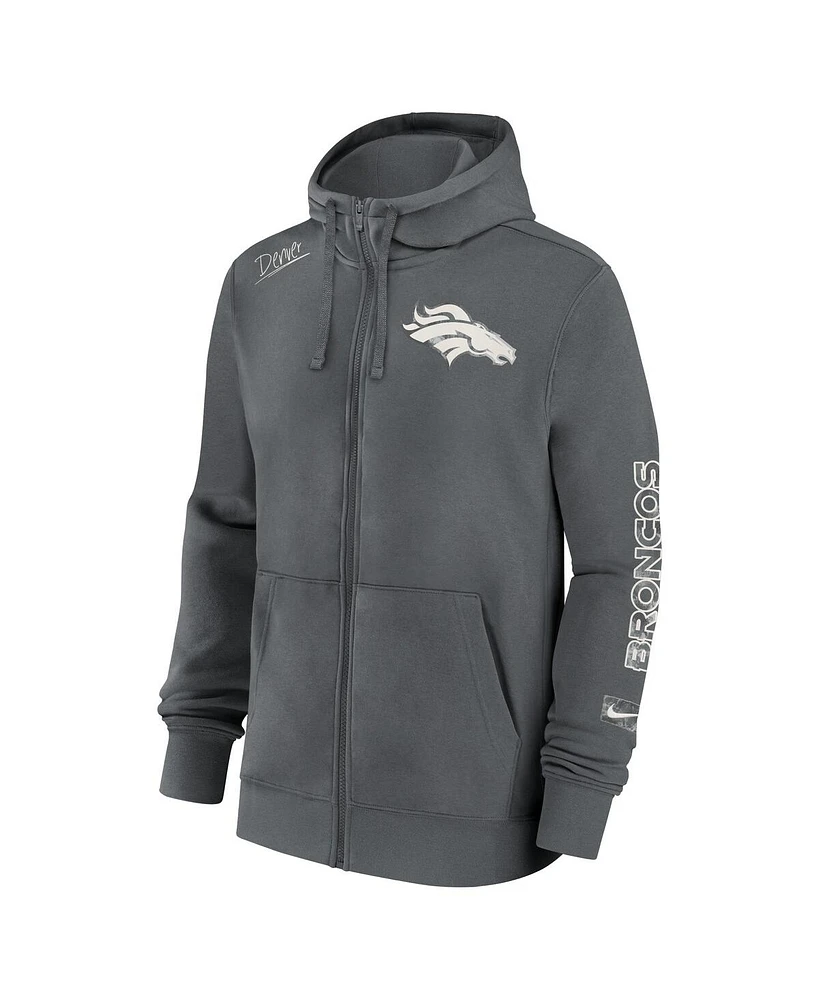 Nike Men's Gray Denver Broncos Statement Performance Full-Zip Hoodie Jacket