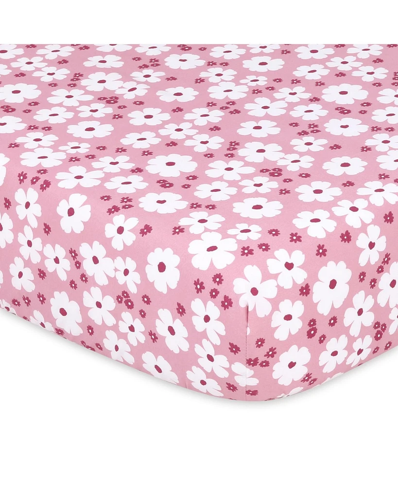 The Peanutshell Fitted Crib Sheet Set, Daisy, 4 Pack