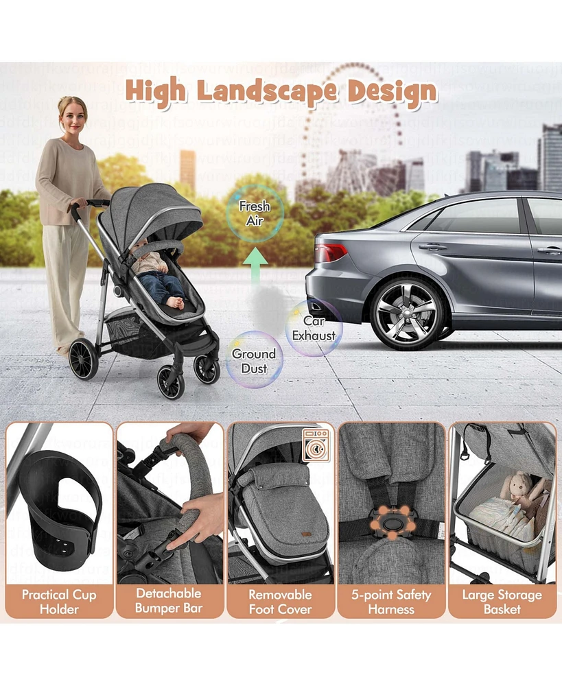 Costway Baby 2 in 1 Convertible Stroller High Landscape