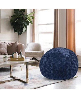 5ft Faux Fur Bean Bag Chair for Adults and Kids with Washable Cover Shredded Memory Foam Large Comfy Lounger Bedroom Living Room or Dorm-The Pop H