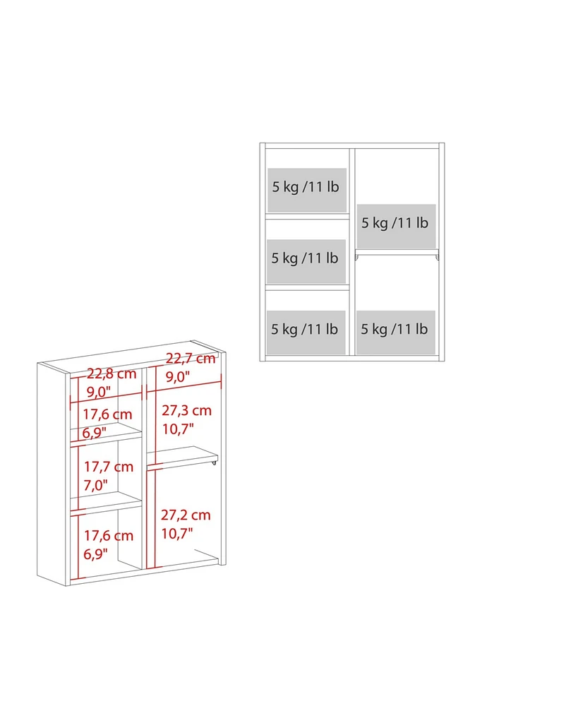 Pinedale Medicine Cabinet with Mirrored Door and Open Storage, White