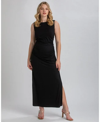 Pietro Brunelli Maternity Maternity Sleeveless Side-Ruched Blossom Maxi Split Dress