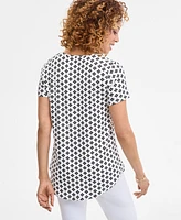 Jm Collection Women's Printed Scoop-Neck Short Sleeve Top, Exclusively at Macy's