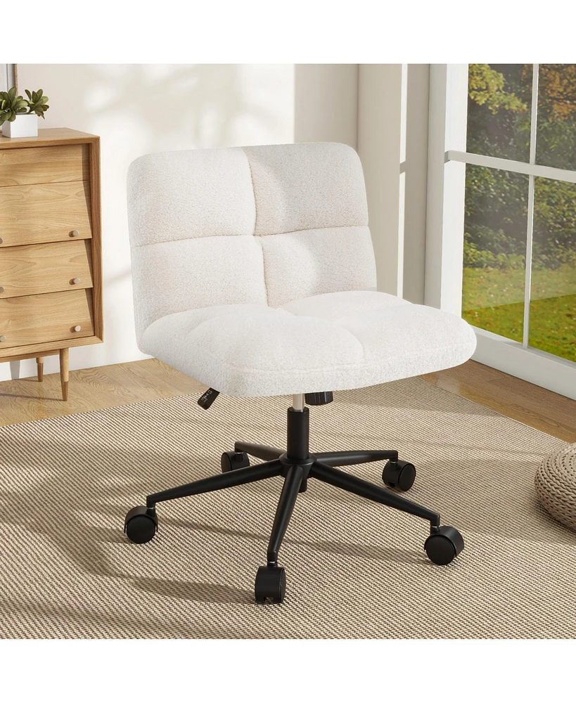 Cross Legged Chair with Wheels with Padded Seat Adjustable Height for Bedroom Study