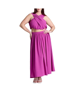Eloquii Women's Flowy Printed Maxi Skirt