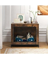Dog Crate Furniture with Double Lockable Doors and Removable Pull-Out Tray