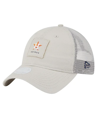 New Era Women's Light Beige Houston Astros Square Stitch 9TWENTY Adjustable Hat