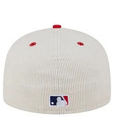 New Era Men's Cream/Red Los Angeles Angels Two-Tone Corduroy 59FIFTY Fitted Hat