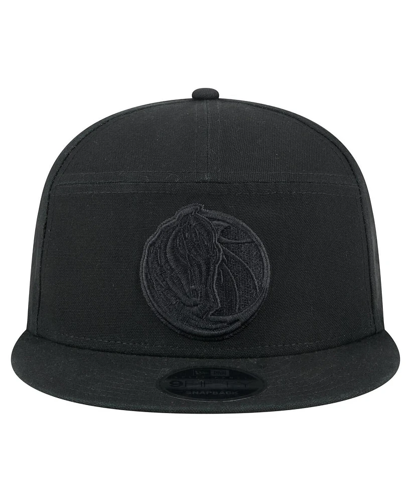 New Era Men's Black Dallas Mavericks Adventure Canvas Split Panel 9FIFTY Snapback Hat