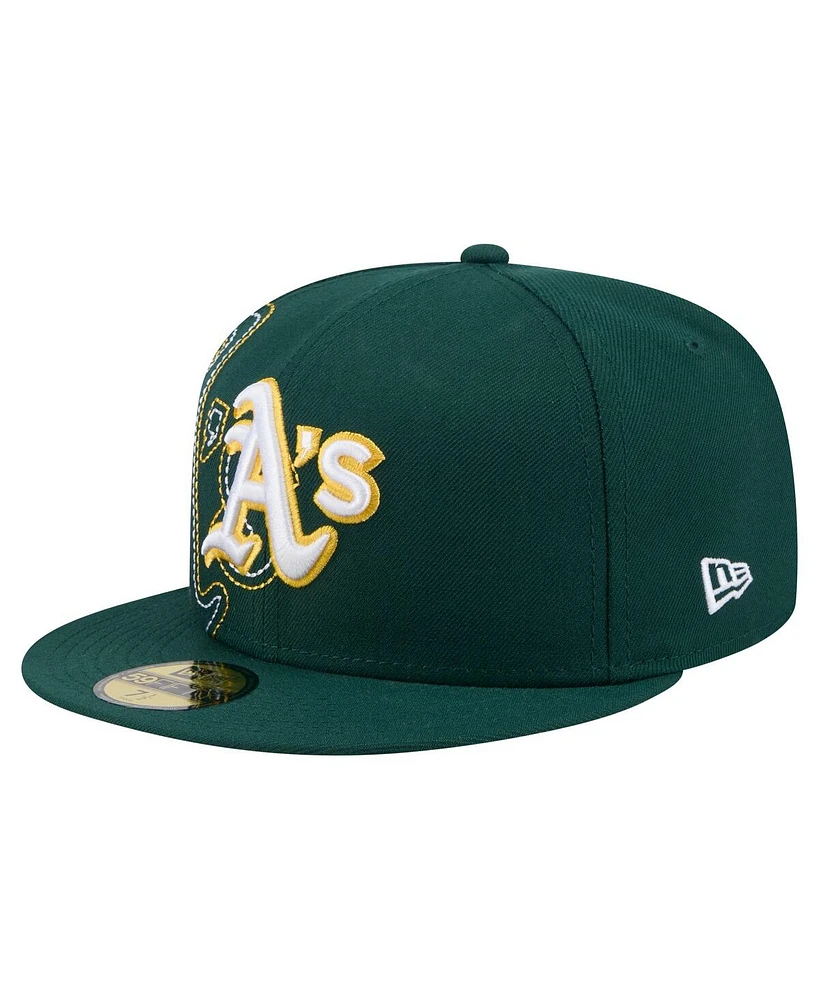 New Era Men's Green Athletics Yarn Stitch 59FIFTY Fitted Hat