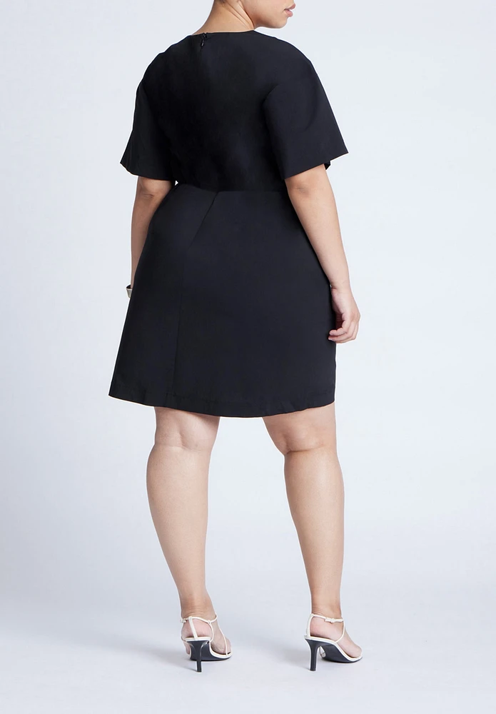 Eloquii Women's Poplin Twist Mini Dress