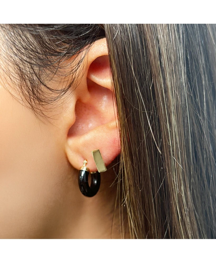 The Lovery Onyx Hoop Earrings 15 millimeters