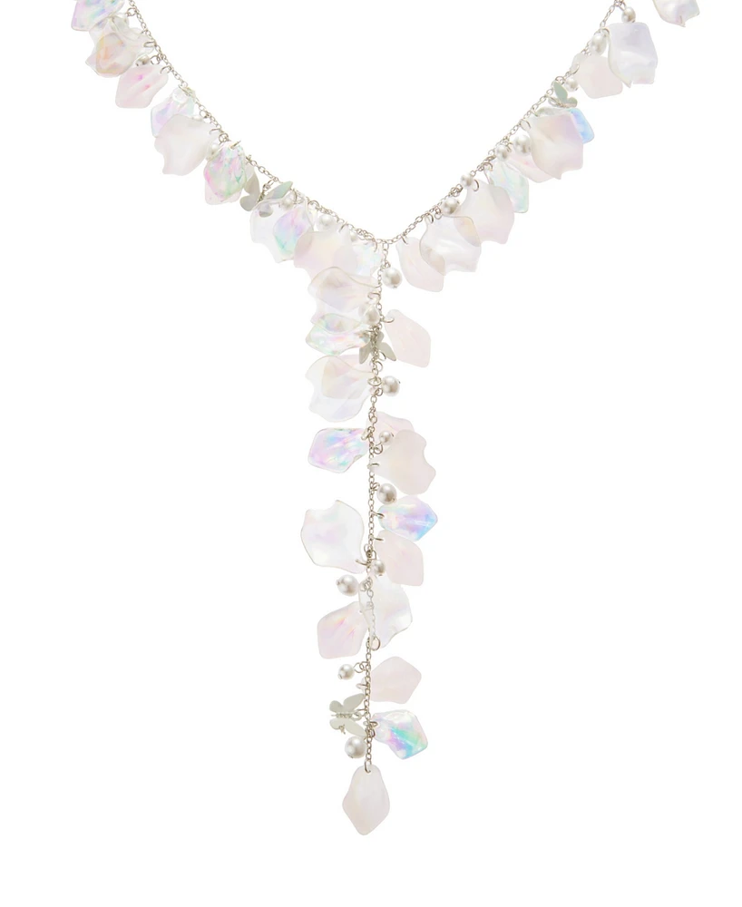 Betsey Johnson Ivory Garden Glam Flower Petal Y-Necklace