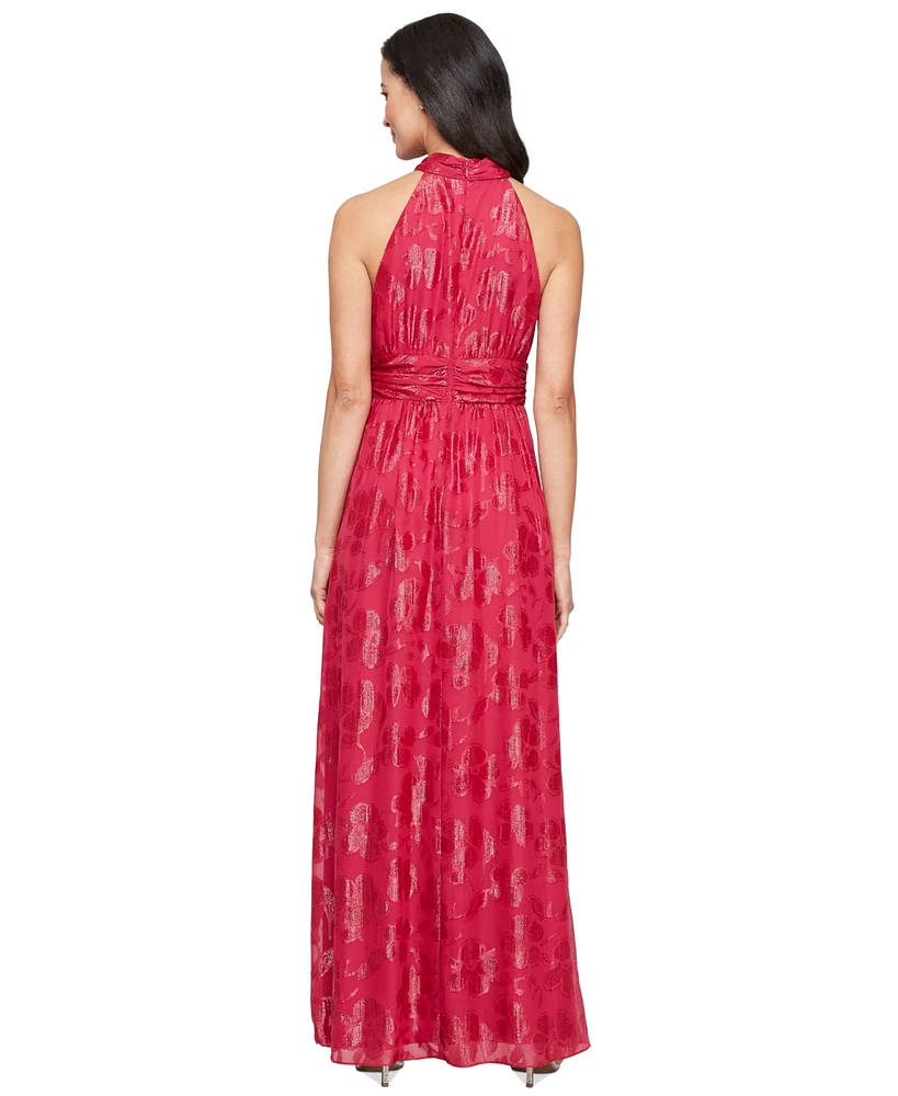 Sl Fashions Women's Burnout Chiffon Sleeveless Gown