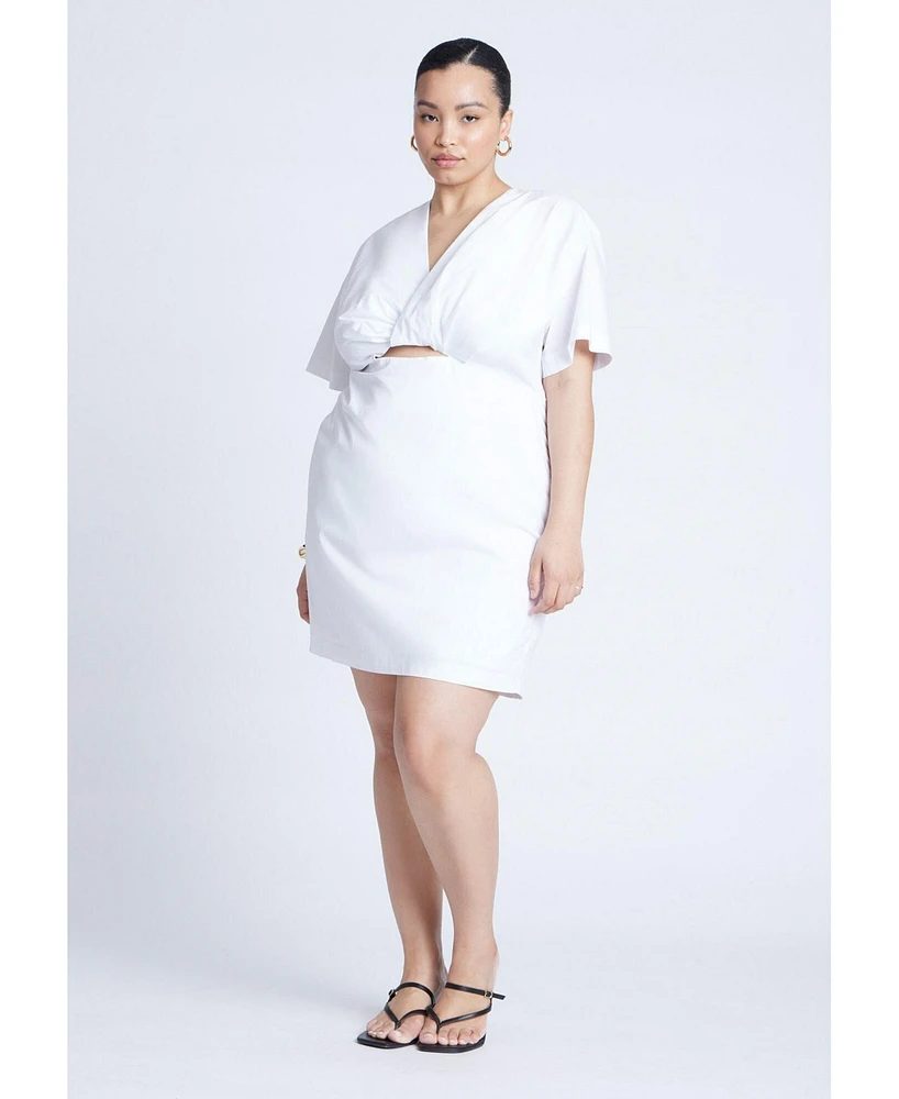Eloquii Women's Poplin Twist Mini Dress