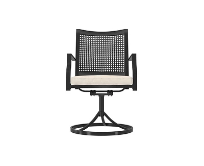 Casainc Outdoor Iron Frame Swivel Dining Chair with Cushions (Set of 2)