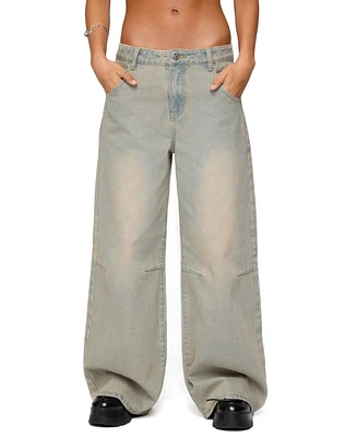Edikted Women's Santi Low Rise Wide Leg Jeans
