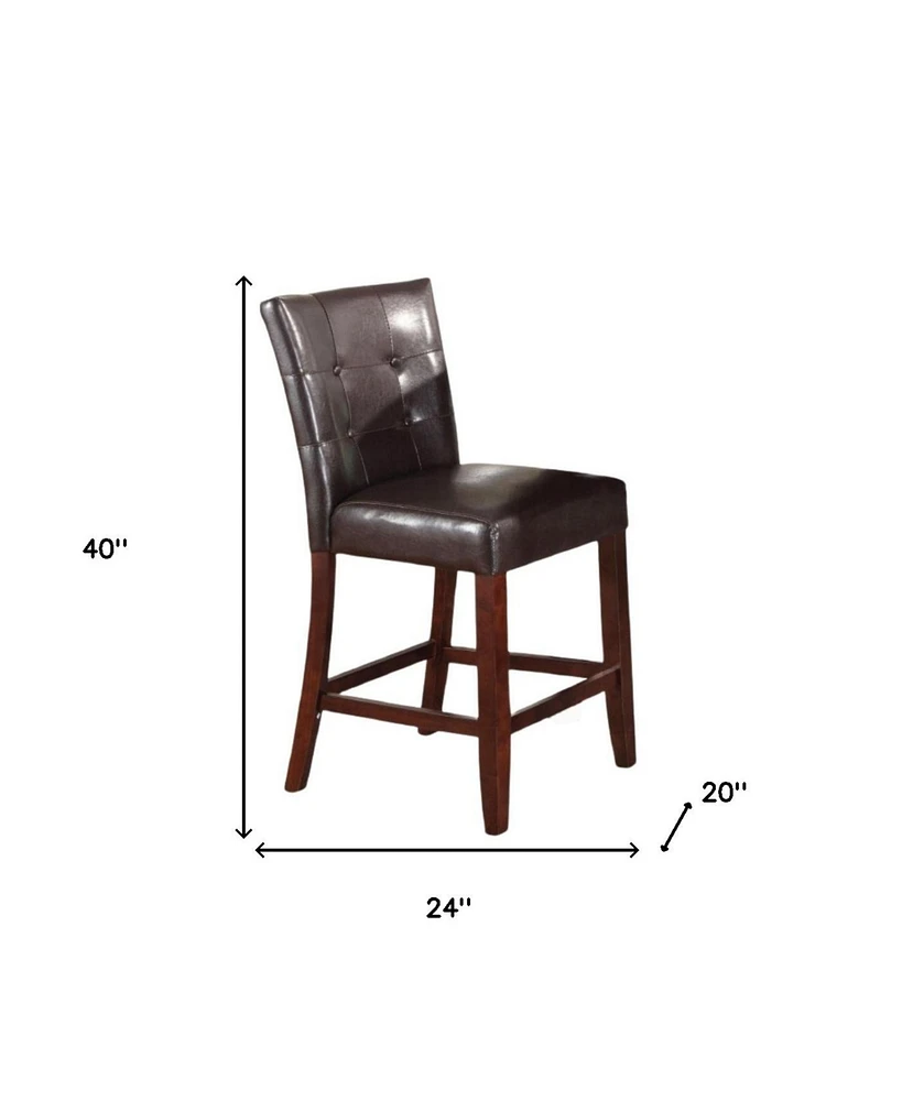 2 Piece Counter Height Bar Chairs with Faux Leather and Wood Frame