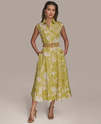 Donna Karan New York Women's Cap Sleeve Printed Shirt Dress