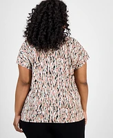 Kasper Plus Abstract-Print Top