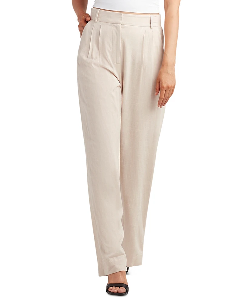 Bcx Juniors' Pleat-Front Mid-Rise Wide-Leg Pants