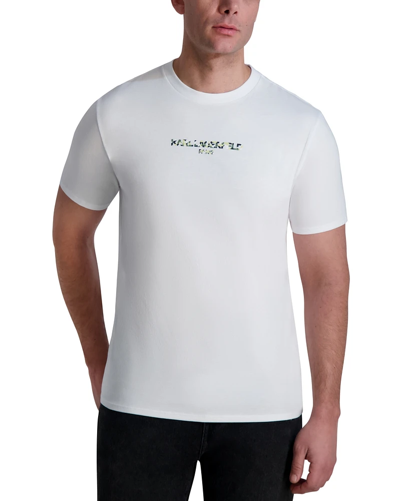 Karl Lagerfeld Paris Men's Short Sleeve Crewneck Raised Camo Logo T-Shirt