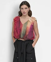 Dkny Women's Rumpled Abstract-Print Blouse