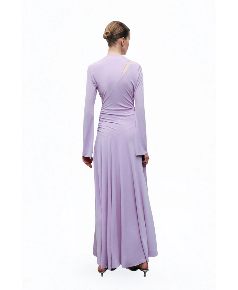 Nocturne Women's Long Sleeve Maxi Dress with Accessory Detail