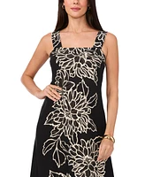Vince Camuto Women's Floral Square-Neck Smocked-Back Sleeveless Maxi Dress
