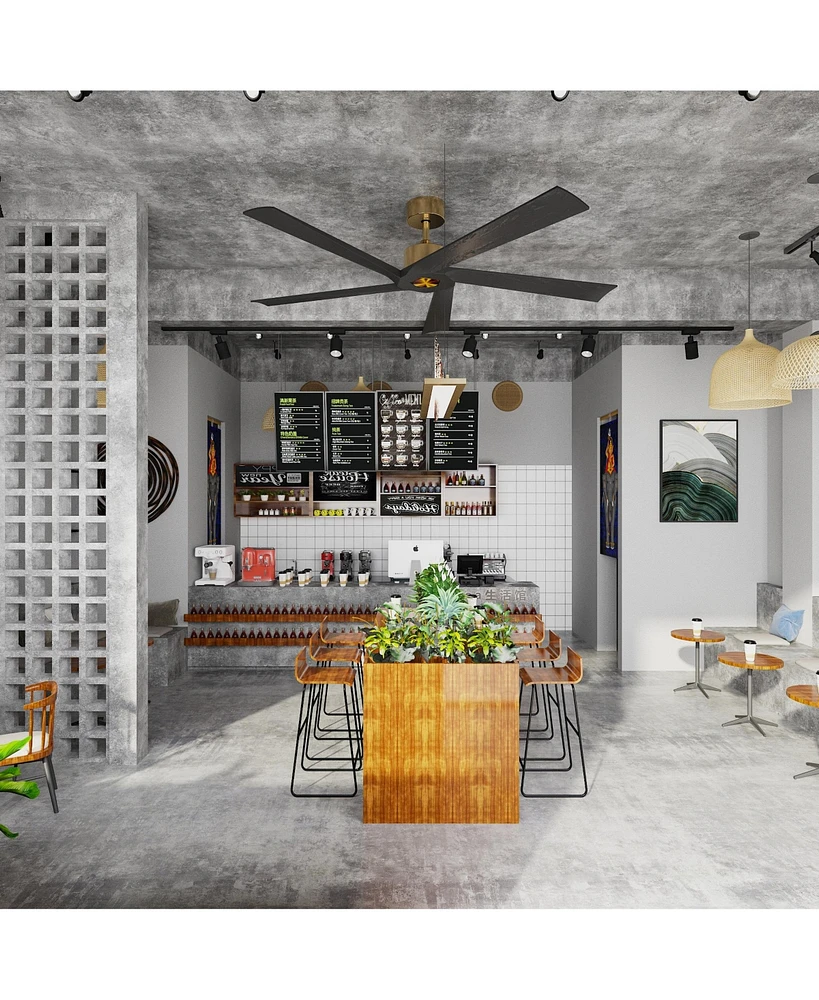62 inch ceiling fan without light, can be used indoors and outdoors, with remote control, reversible Dc motor, no noise, suitable for bedroom, living