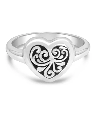 Devata Sweet Heart Filigree Ring in Sterling Silver