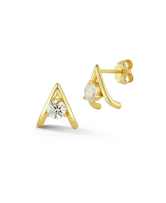 Rachel Zoe Sterling Silver Cubic Zirconia Huggie Stud Earrings