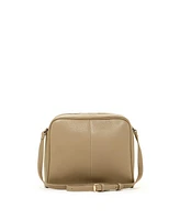 Susu Beige Leather Crossbody Bag Medium Size Women s Purse with Zipper Closure