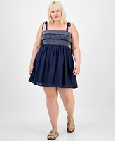 Almost Famous Trendy Plus Two-Tone Smocked-Bust Dress