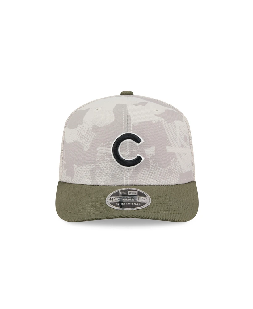 New Era Men's Light Beige/Olive Chicago Cubs 2025 Armed Forces Day 9SEVENTY Adjustable Hat