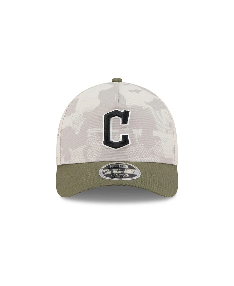 New Era Men's Light Beige/Olive Cleveland Guardians 2025 Armed Forces Day 9FORTY M-Crown A-Frame Adjustable Hat