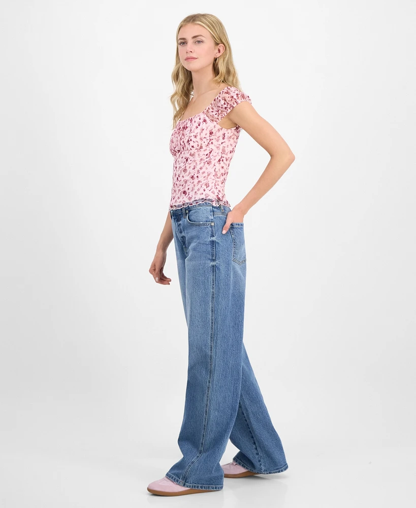Celebrity Pink Juniors' High Rise Baggy Wide-Leg Curvy Jeans