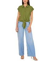 Vince Camuto Women's Cotton Short-Sleeve Tie-Front Blouse