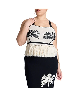 Eloquii Women's Fringe Crop Top