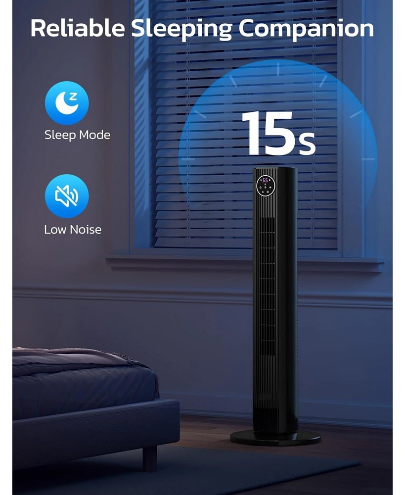 Cowsar Tower Fan for Bedroom, 90° Oscillating with 12H Timer, 37”Standing Fans Remote, Bladeless 4 Modes & 3 Speeds