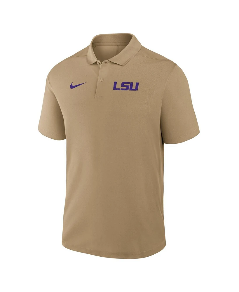 Nike Men's Tan Lsu Tigers Primetime Victory Primary Logo Performance Polo Shirt