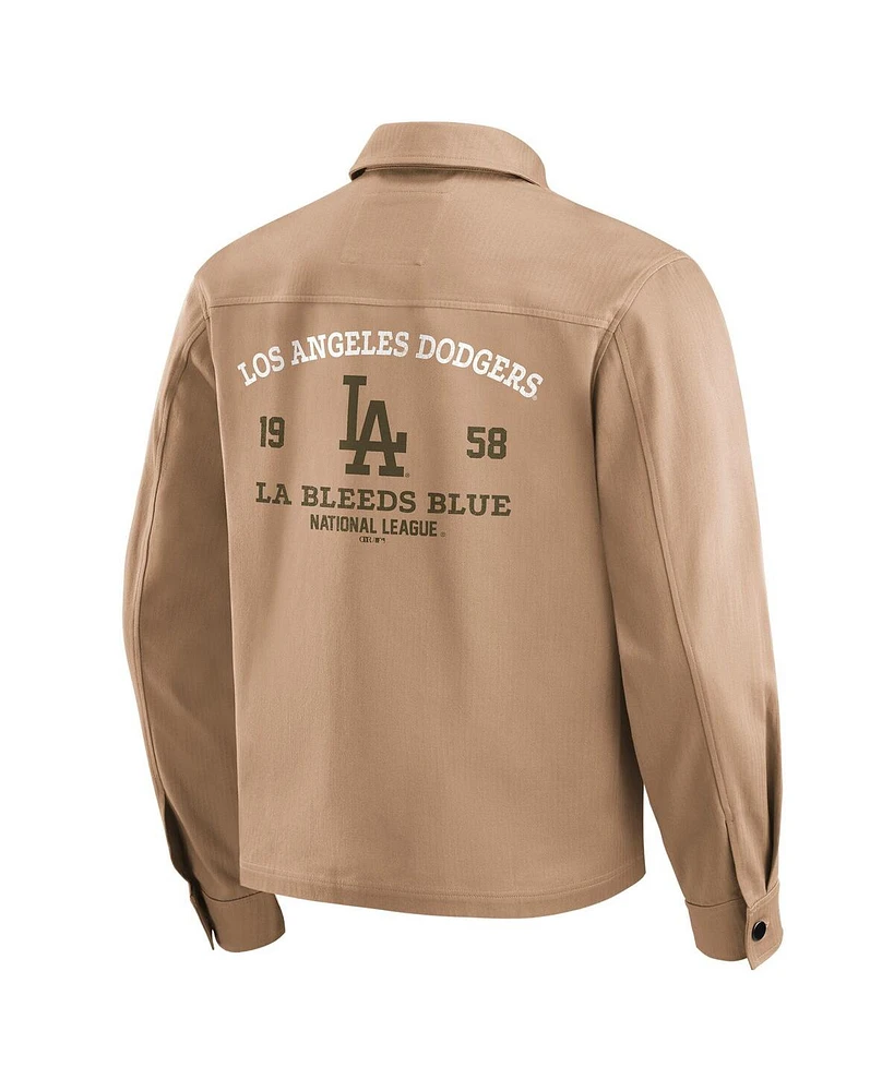 Darius Rucker Collection by Fanatics Men's Tan Los Angeles Dodgers Distressed Washed Full-Zip Jacket