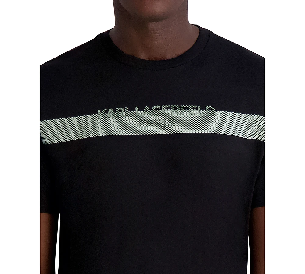 Karl Lagerfeld Paris Men's Stripe Logo T-Shirt